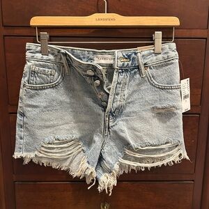 PacSun Acid Wash Ripped button Fly HighWaisted Jean shorts. Size 25